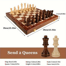 Load image into Gallery viewer, Wooden Chess Set with 34 Pieces and Fixed Board, Brown Finish