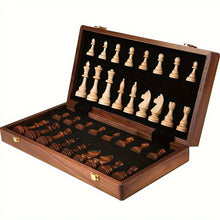 Load image into Gallery viewer, Wooden Chess Set with 34 Pieces and Fixed Board, Brown Finish