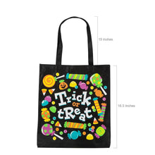 Load image into Gallery viewer, Large Reusable Halloween Tote Bags Set of 12 in Four Neon Designs with Long Handles