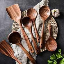 Load image into Gallery viewer, Handmade Teak Wooden Cooking Utensil Set Solid Teak Wood