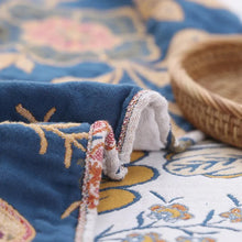 Load image into Gallery viewer, Rustic Artistic Flora Cotton Blanket, Reversible Floral Throw