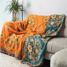 Load image into Gallery viewer, Marigold Reversible Cotton Throw Blanket