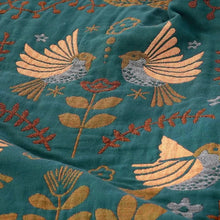 Load image into Gallery viewer, Reversible Scandinavian Bird Blanket 100% Cotton Throw