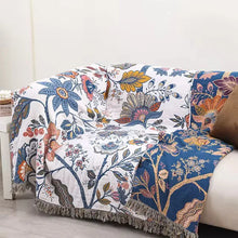 Load image into Gallery viewer, Rustic Artistic Flora Cotton Blanket, Reversible Floral Throw