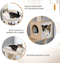 Load image into Gallery viewer, Cat Tree Indoor Wooden Play Tower White