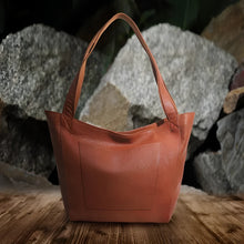 Load image into Gallery viewer, Women’s Leather Tote Bag – Tan Shoulder Bag with Spacious Interior
