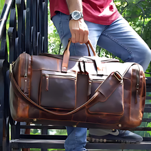 Load image into Gallery viewer, Vintage Voyager Leather Duffle Bag Full Grain Buffalo Leather