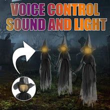 Load image into Gallery viewer, Glowing Sound Activated Witch Trio Yard Decoration