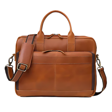 Load image into Gallery viewer, Austin Laptop Leather Briefcase, Buffalo Leather, Tan