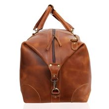 Load image into Gallery viewer, French Leather Duffel Bag, Genuine Top Grain Leather, Tan