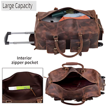 Load image into Gallery viewer, Wheely Leather Duffle Bag With Wheels