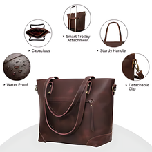 Load image into Gallery viewer, Portland Buffalo Leather Tote Bag, Brown Full Grain