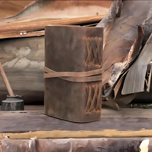 Load image into Gallery viewer, Handmade Leather Bound Journal, Antique Deckle Edge Paper, Vintage Brown