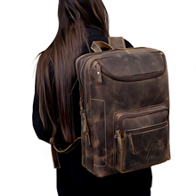 Load image into Gallery viewer, Vintage Leather Travel Backpack, Full Grain Buffalo Leather