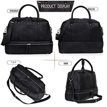 Load image into Gallery viewer, Leather Duffle Bag Full Grain Buffalo Leather Black