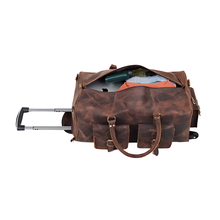 Load image into Gallery viewer, Wheely Leather Duffle Bag With Wheels