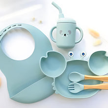 Load image into Gallery viewer, Baby Mealtime Set with Bib and Straw Cup