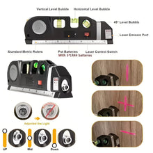 Load image into Gallery viewer, Multipurpose Laser Level Tool with Cross Line Projection and 8-Foot Tape Measure