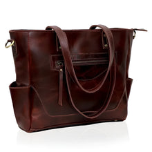 Load image into Gallery viewer, Portland Buffalo Leather Tote Bag with Zipper Tan