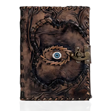 Load image into Gallery viewer, Hocus Pocus Book of Spells Leather Journal, Vintage Lock Writing Notebook 7 x 5 Inch