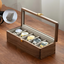 Load image into Gallery viewer, Walnut Watch Collection Box with Glass Top Display