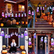 Load image into Gallery viewer, Ghost Witch Hat String Lights with 5 Glowing Ghosts and Battery Power