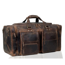 Load image into Gallery viewer, Buffalo Leather Travel Holdall Duffel Bag Brown