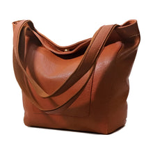 Load image into Gallery viewer, Women’s Leather Tote Bag – Tan Shoulder Bag with Spacious Interior