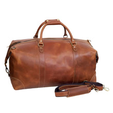 Load image into Gallery viewer, French Leather Duffel Bag, Genuine Top Grain Leather, Tan