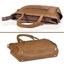 Load image into Gallery viewer, Portland Buffalo Leather Tote Bag with Zipper Tan