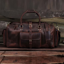 Load image into Gallery viewer, Buffalo Leather Travel Holdall Duffle Bag, Brown