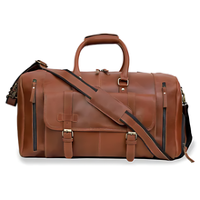 Load image into Gallery viewer, Mars Leather Duffel Bag for Men, Buffalo Leather Tan Travel Bag