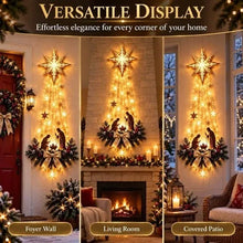 Load image into Gallery viewer, Lighted Nativity Wall Decor Hanging Ornament with Holy Family Star and Warm White LED Lights