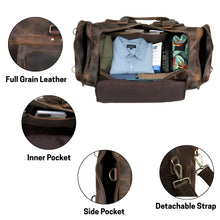 Load image into Gallery viewer, Buffalo Leather Travel Holdall Duffel Bag Brown