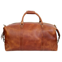 Load image into Gallery viewer, French Leather Duffel Bag, Genuine Top Grain Leather, Tan