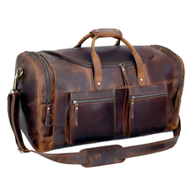 Load image into Gallery viewer, Leather Travel Duffel Bag Full Grain Buffalo Leather