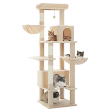 Load image into Gallery viewer, Cat Tree With 2 Hammocks For Indoor Cats