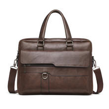Load image into Gallery viewer, Men's Leather Laptop Briefcase, Retro Structured Waterproof Bag