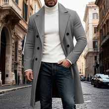 Load image into Gallery viewer, Long Overcoat with Double Breasted Closure and Tailored Fit