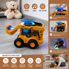 Load image into Gallery viewer, Light Up Rolling Bulldozer with Ball Launcher and Control Panel for Kids