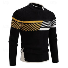 Load image into Gallery viewer, Ribbed Crew Neck Sweater with Colour Block Panels and Regular Fit