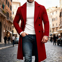 Load image into Gallery viewer, Long Overcoat with Double Breasted Closure and Tailored Fit