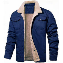 Load image into Gallery viewer, Trucker Jacket with Plush Lining and Fold Down Collar, Four Pockets