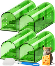 Load image into Gallery viewer, Live Capture Mouse Trap 4 Pack with See Through Body and No Touch Release