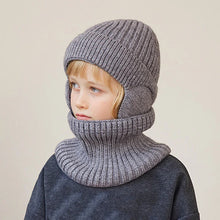 Load image into Gallery viewer, Kids Winter Knitted Hat and Scarf Set with Plush Lining