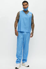 Load image into Gallery viewer, Two Piece Medical Scrub Costume Set with V Neck Top and Pants in Blue