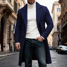 Load image into Gallery viewer, Long Overcoat with Double Breasted Closure and Tailored Fit