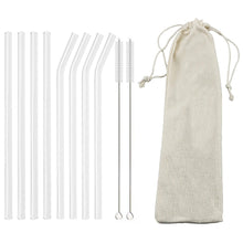 Load image into Gallery viewer, High Borosilicate Glass Straw Set – Reusable Eco-Friendly Drinking Straws with Cleaning Brush