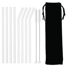 Load image into Gallery viewer, High Borosilicate Glass Straw Set – Reusable Eco-Friendly Drinking Straws with Cleaning Brush