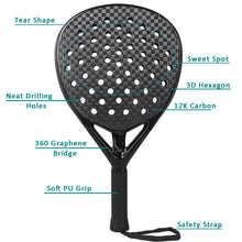 Load image into Gallery viewer, Carbon Fiber Padel Racket with EVA Soft Core - High-Performance Paddle for Training & Match Play